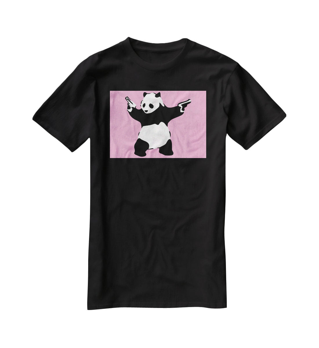 Banksy Panda Pink T-Shirt - Canvas Art Rocks - 1