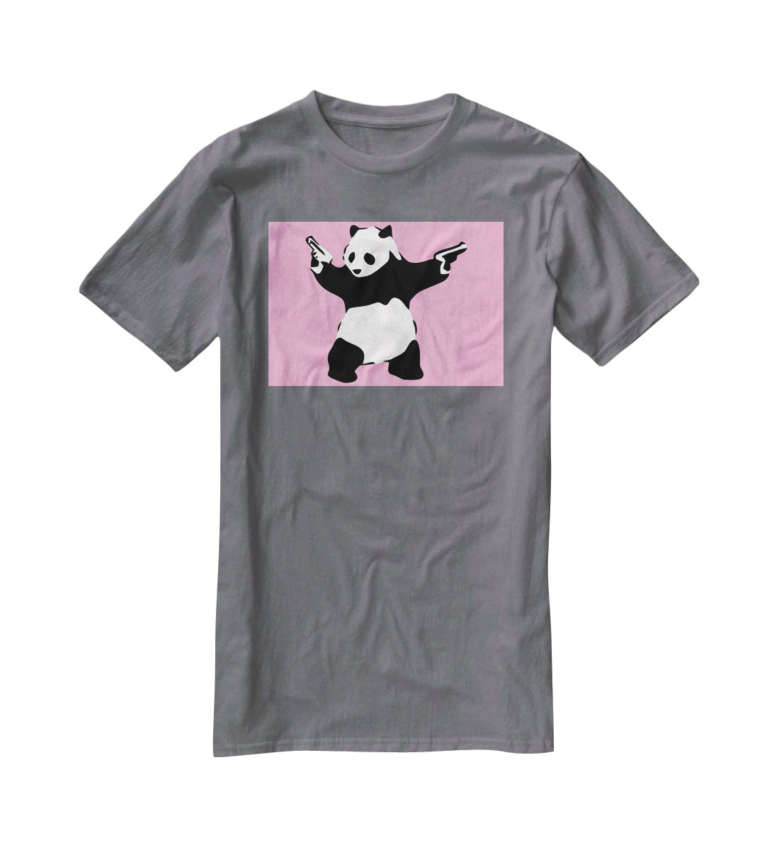 Banksy Panda Pink T-Shirt - Canvas Art Rocks - 3