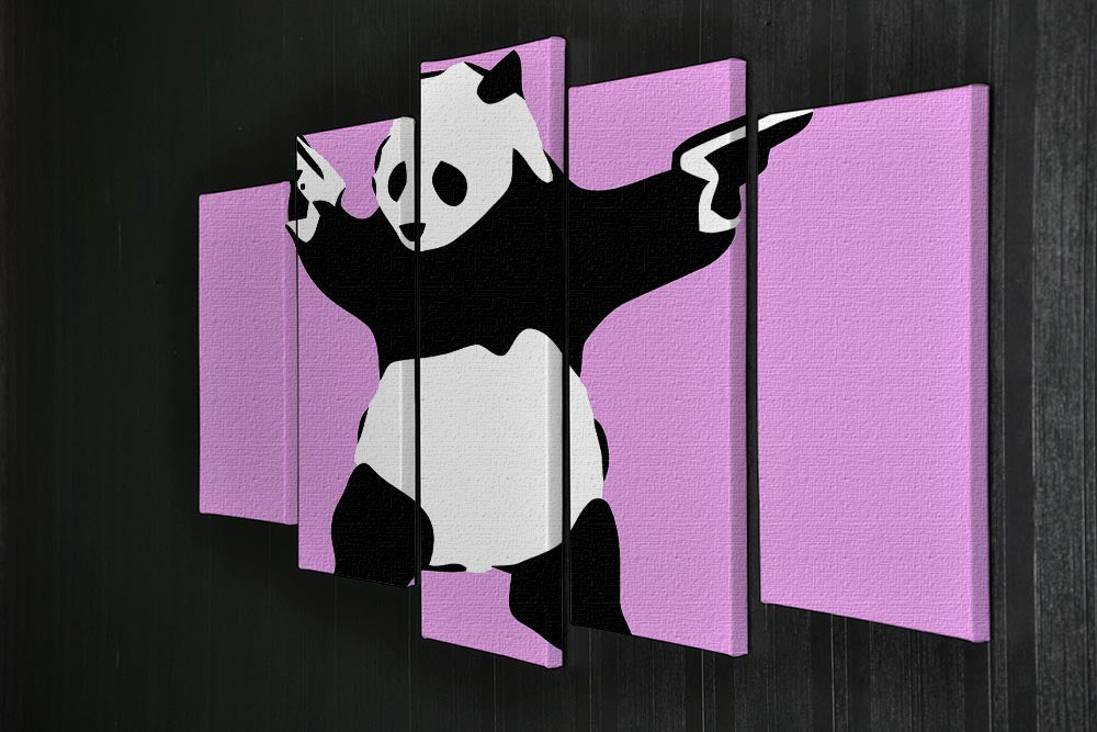 Banksy Panda Purple 5 Split Panel Canvas - Canvas Art Rocks - 2