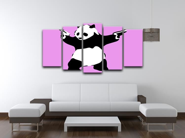 Banksy Panda Purple 5 Split Panel Canvas - Canvas Art Rocks - 3