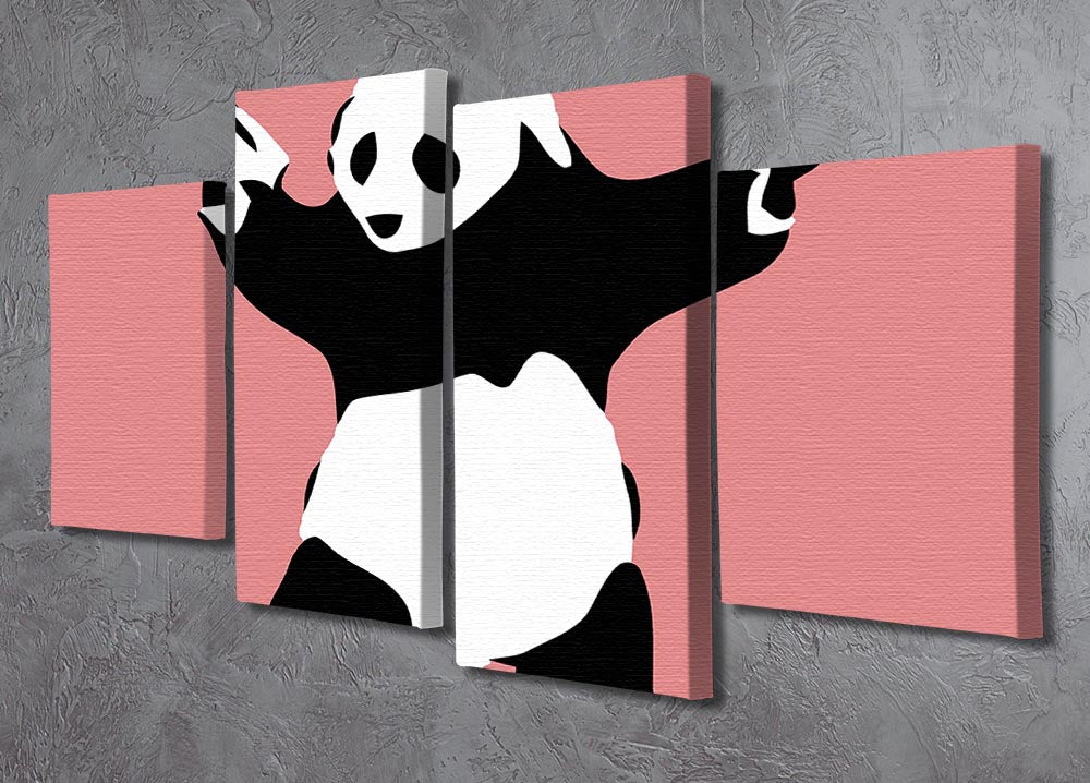 Banksy Panda Red 4 Split Panel Canvas - Canvas Art Rocks - 2