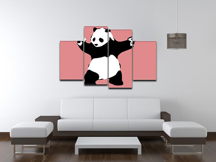 Banksy Panda Red 4 Split Panel Canvas - Canvas Art Rocks - 3
