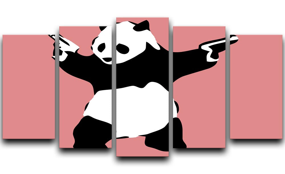 Banksy Panda Red 5 Split Panel Canvas - Canvas Art Rocks - 1