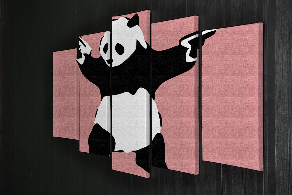 Banksy Panda Red 5 Split Panel Canvas - Canvas Art Rocks - 2
