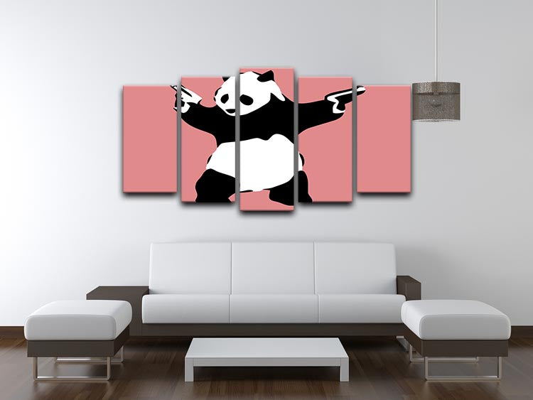 Banksy Panda Red 5 Split Panel Canvas - Canvas Art Rocks - 3