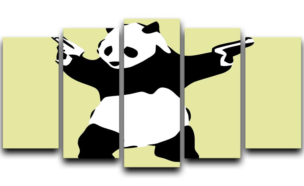 Banksy Panda Yellow 5 Split Panel Canvas - Canvas Art Rocks - 1