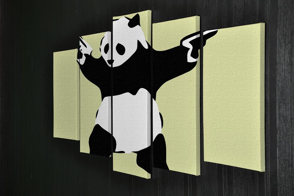 Banksy Panda Yellow 5 Split Panel Canvas - Canvas Art Rocks - 2