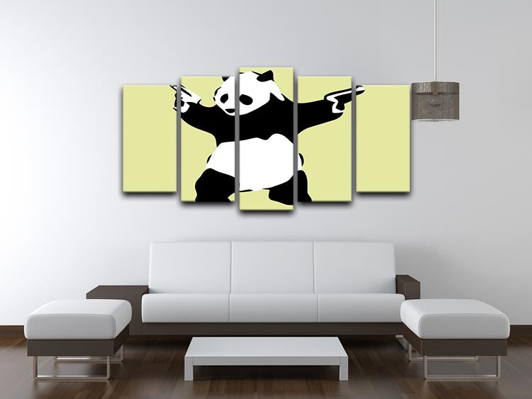 Banksy Panda Yellow 5 Split Panel Canvas - Canvas Art Rocks - 3