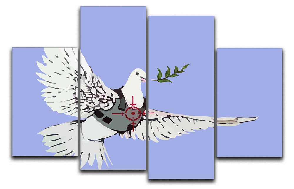 Banksy Peace Dove Blue 4 Split Panel Canvas - Canvas Art Rocks - 1
