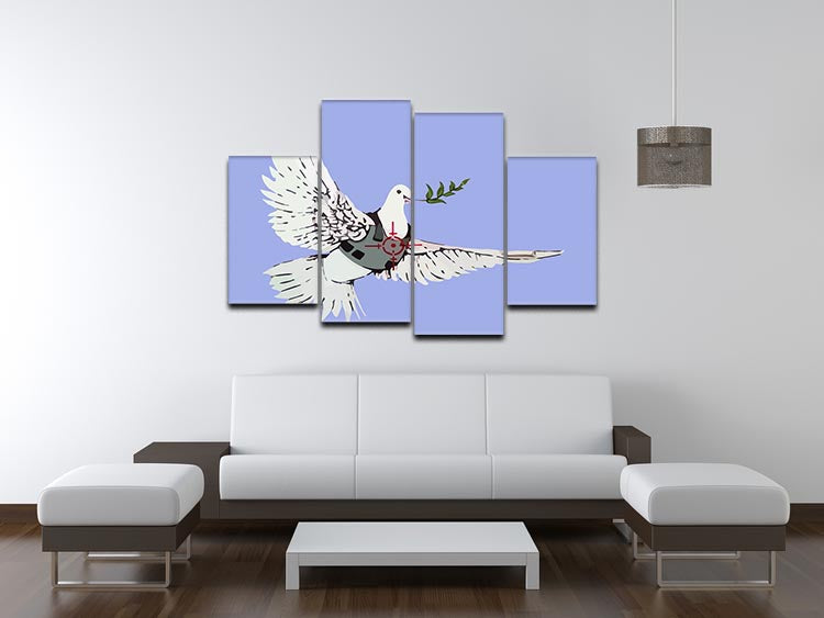 Banksy Peace Dove Blue 4 Split Panel Canvas - Canvas Art Rocks - 3