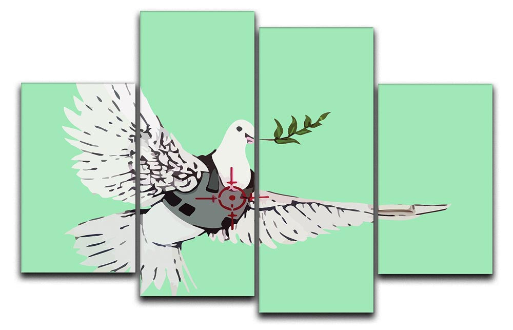 Banksy Peace Dove Green 4 Split Panel Canvas - Canvas Art Rocks - 1