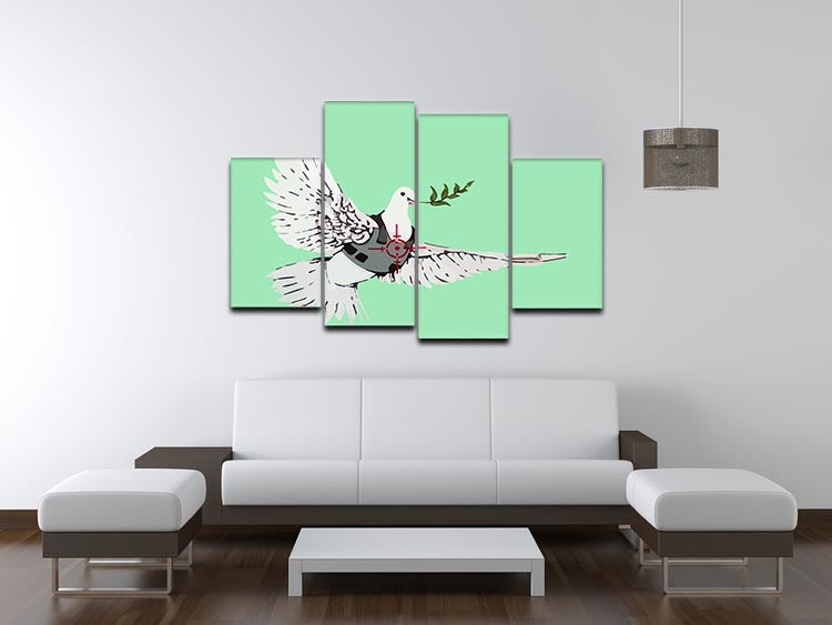 Banksy Peace Dove Green 4 Split Panel Canvas - Canvas Art Rocks - 3