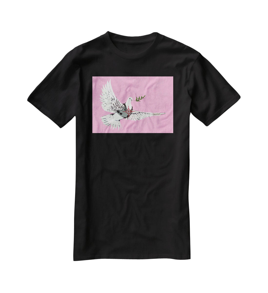 Banksy Peace Dove Pink T-Shirt - Canvas Art Rocks - 1
