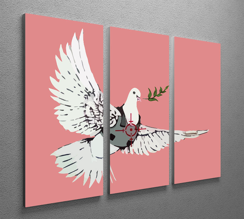 Banksy Peace Dove Red 3 Split Panel Canvas Print - Canvas Art Rocks - 2