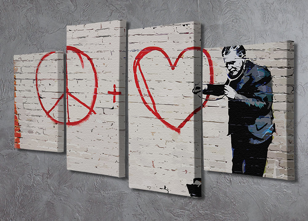 Banksy Peaceful Hearts Doctor San Francisco 4 Split Panel Canvas - Canvas Art Rocks - 2