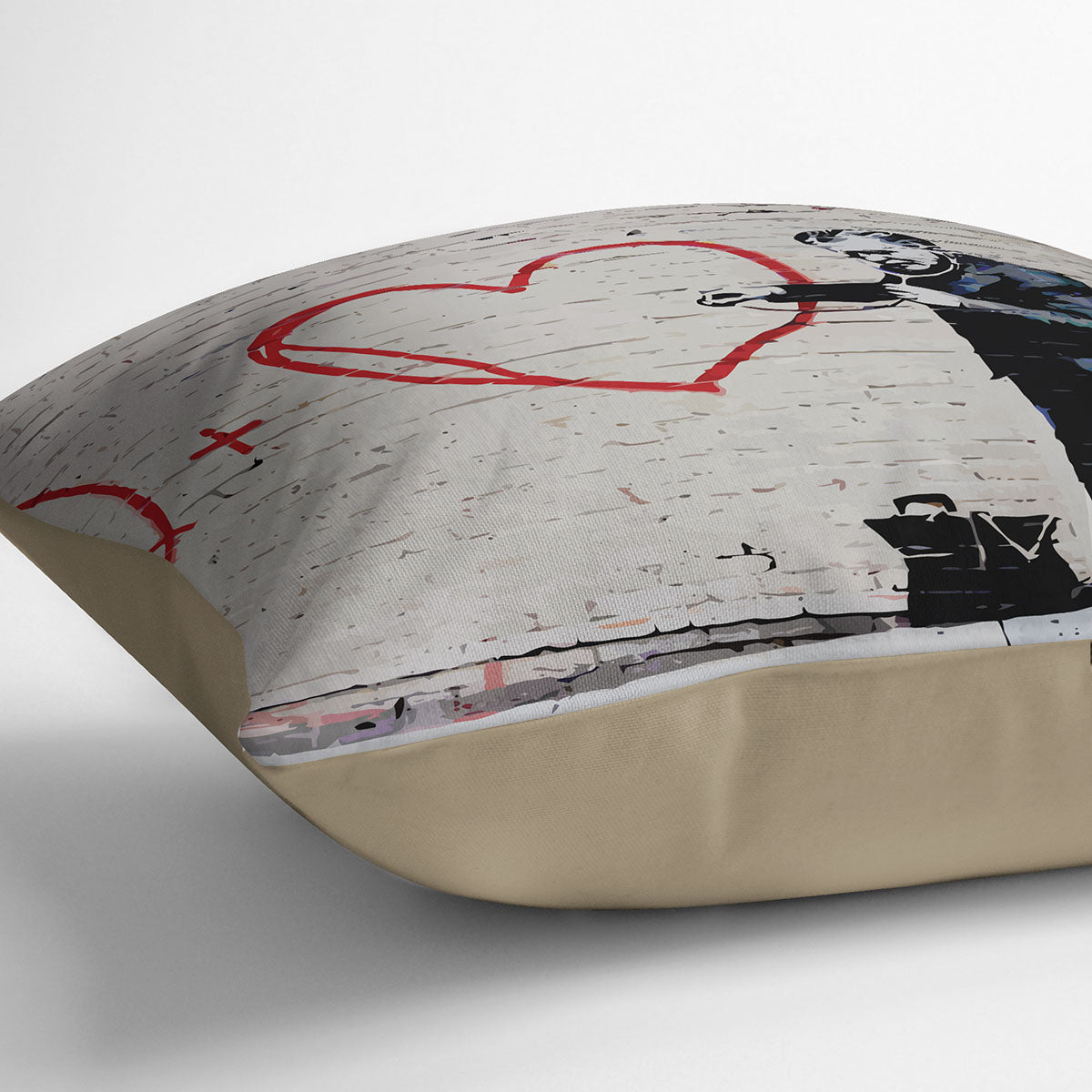 Banksy Peaceful Hearts Doctor San Francisco Cushion - Canvas Art Rocks - 2
