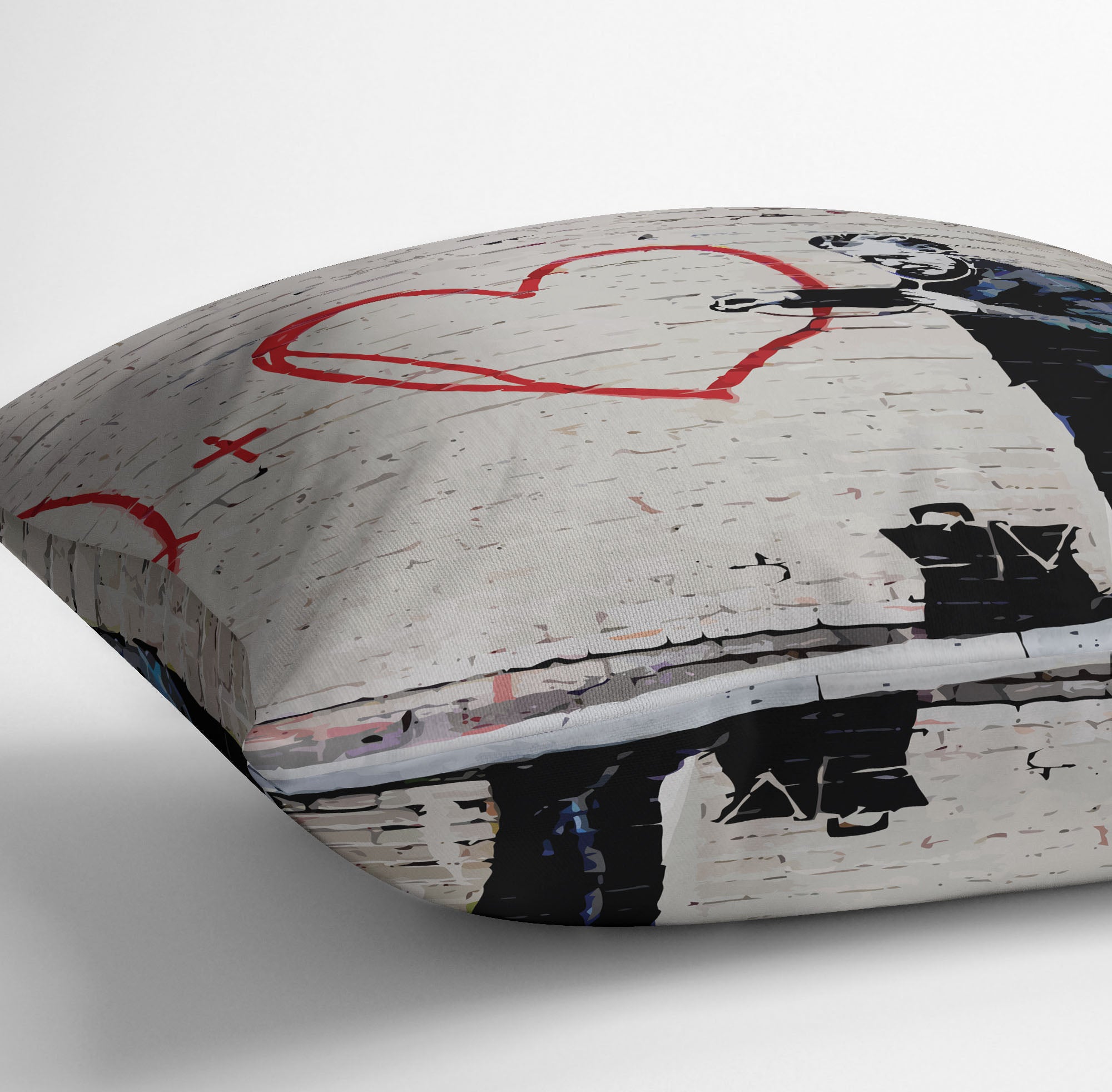 Banksy Peaceful Hearts Doctor San Francisco Cushion - Canvas Art Rocks - 3