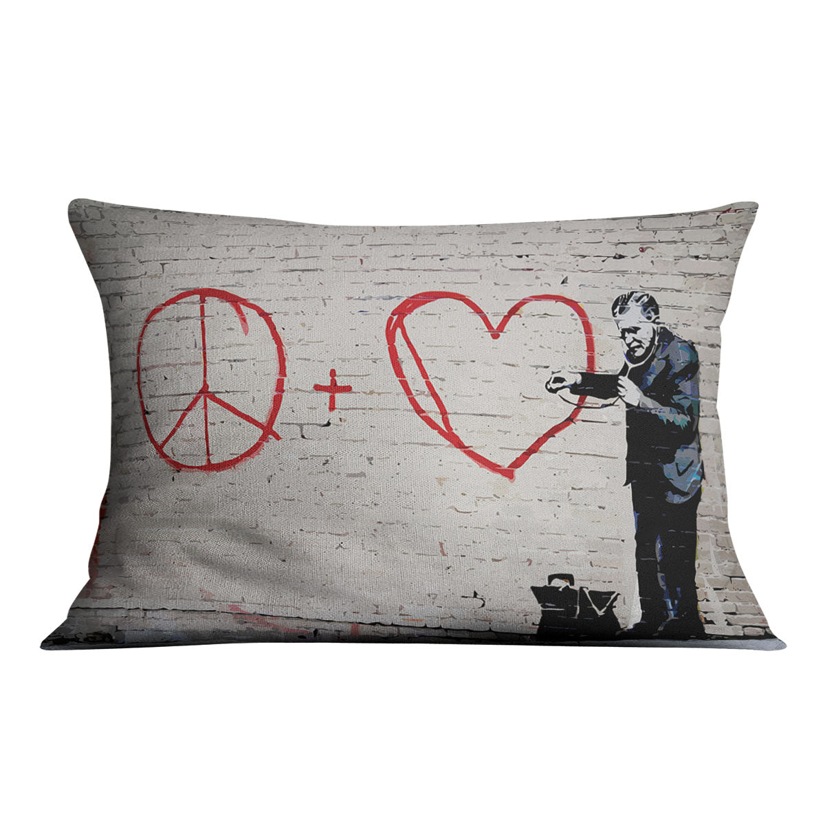 Banksy Peaceful Hearts Doctor San Francisco Cushion - Canvas Art Rocks - 4