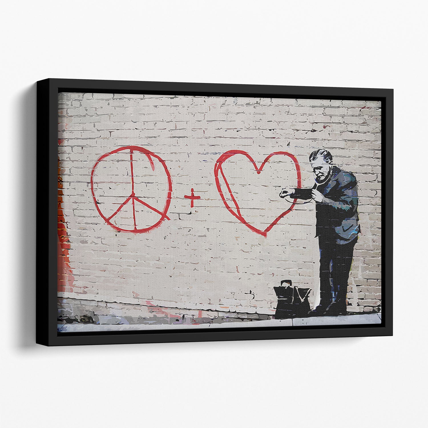 Banksy Peaceful Hearts Doctor San Francisco Floating Framed Canvas - Canvas Art Rocks - 1