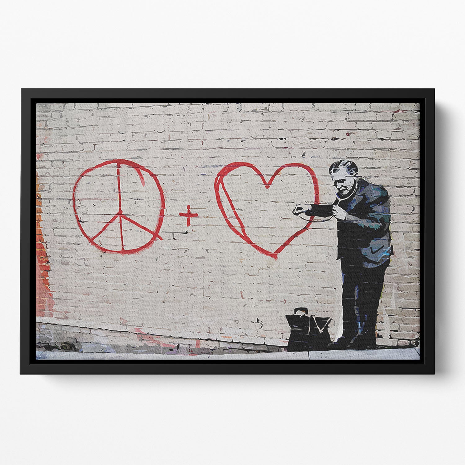 Banksy Peaceful Hearts Doctor San Francisco Floating Framed Canvas - Canvas Art Rocks - 2