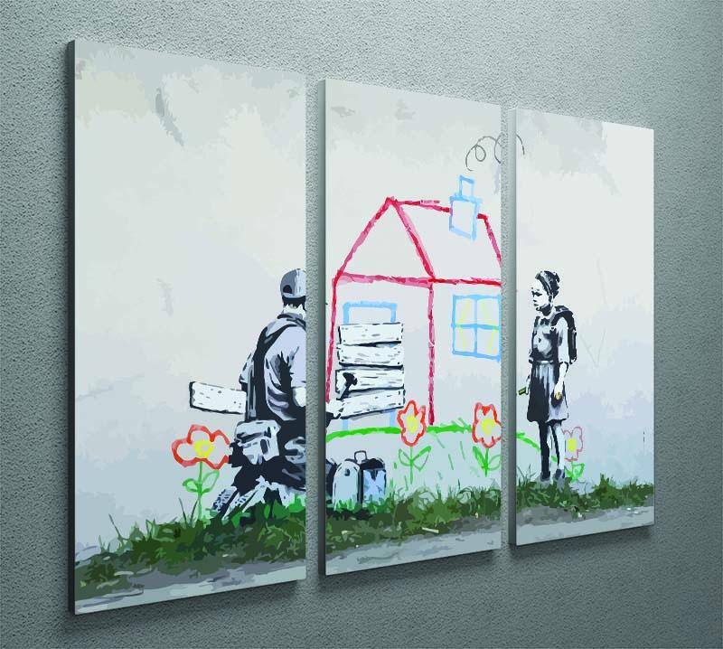 Banksy Play House 3 Split Panel Canvas Print - Canvas Art Rocks - 2