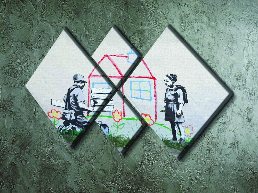 Banksy Play House 4 Square Multi Panel Canvas - Canvas Art Rocks - 2