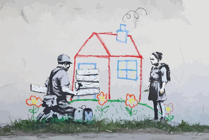 Banksy Play House Wall Mural Wallpaper - Canvas Art Rocks - 1