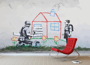 Banksy Play House Wall Mural Wallpaper - Canvas Art Rocks - 2