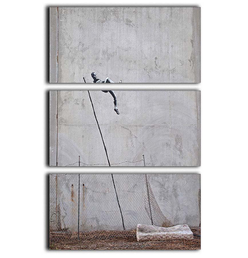 Banksy Pole Vaulter 3 Split Panel Canvas Print - Canvas Art Rocks - 1