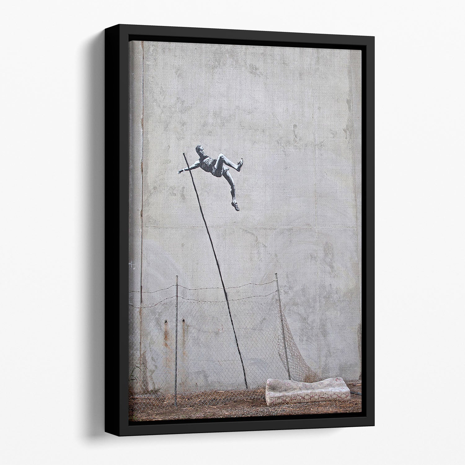 Banksy Pole Vaulter Floating Framed Canvas