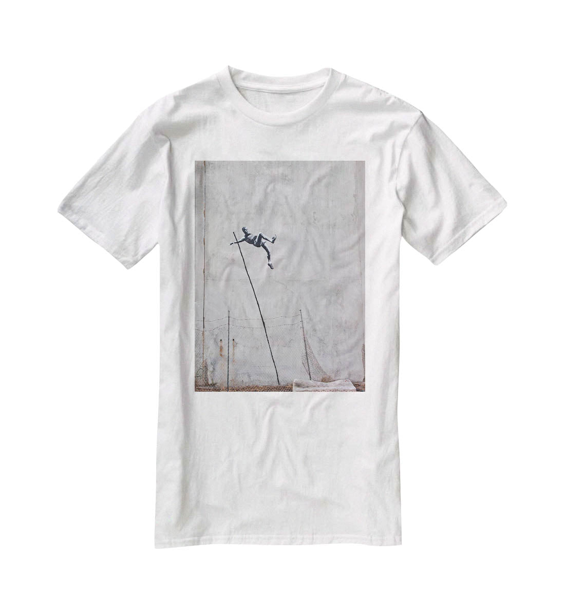 Banksy Pole Vaulter T-Shirt - Canvas Art Rocks - 5