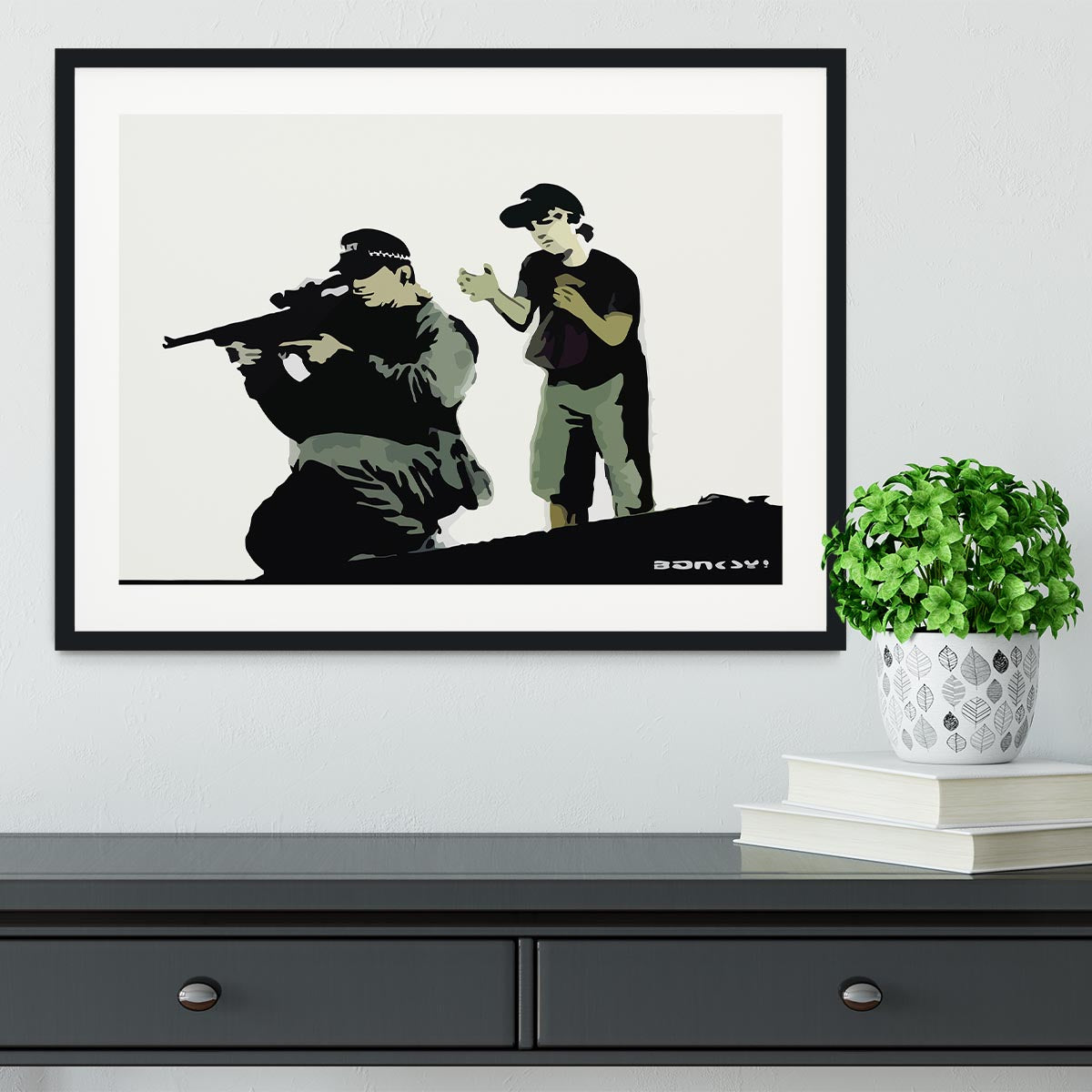 Banksy Police Sniper Framed Print - Canvas Art Rocks - 1