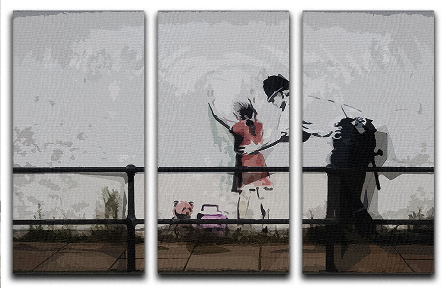 Banksy Policeman Searching Girl 3 Split Panel Canvas Print Canvas Art