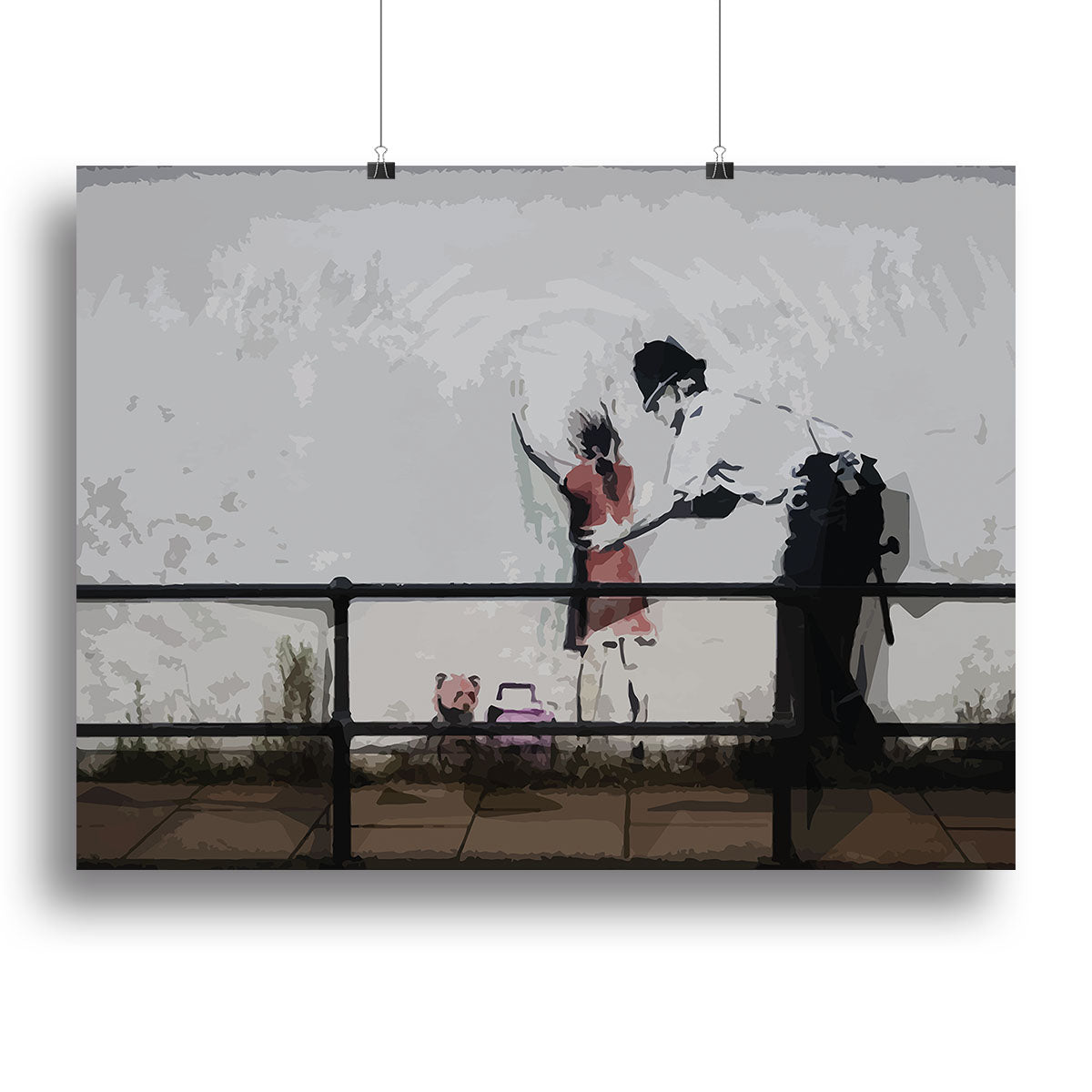 Banksy Policeman Searching Girl Canvas Print or Poster - Canvas Art Rocks - 2