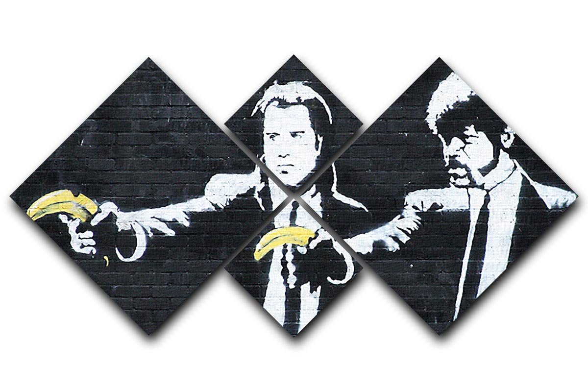 Banksy Pulp Fiction Banana Guns 4 Square Multi Panel Canvas  - Canvas Art Rocks - 1