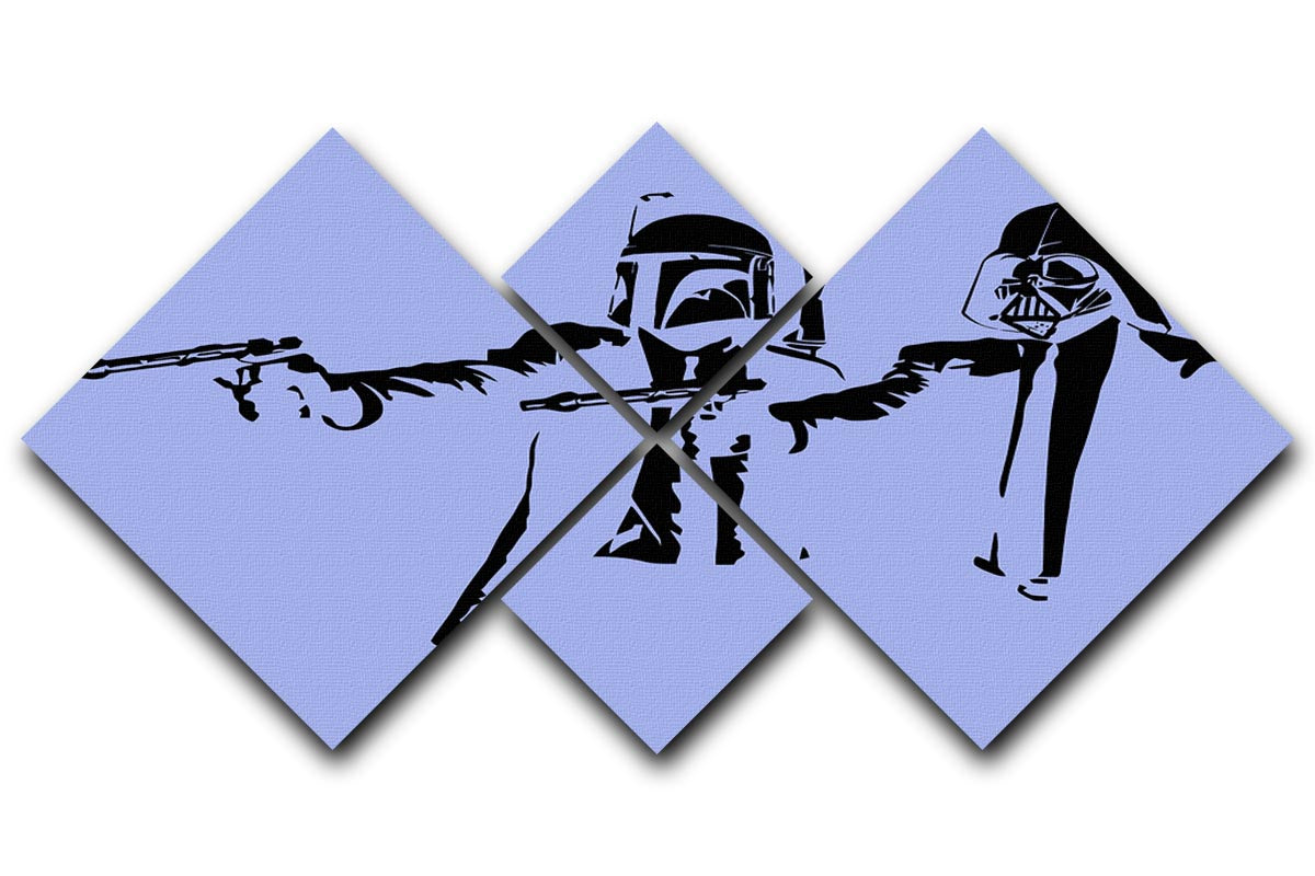 Banksy Pulp Fiction Star Wars Blue 4 Square Multi Panel Canvas - Canvas Art Rocks - 1