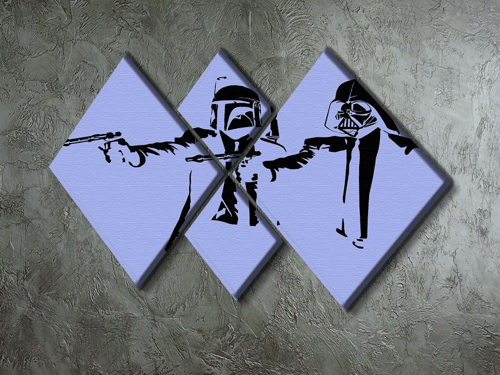 Banksy Pulp Fiction Star Wars Blue 4 Square Multi Panel Canvas - Canvas Art Rocks - 2