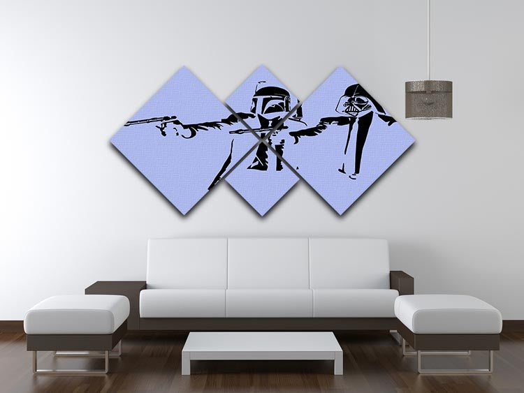 Banksy Pulp Fiction Star Wars Blue 4 Square Multi Panel Canvas - Canvas Art Rocks - 3