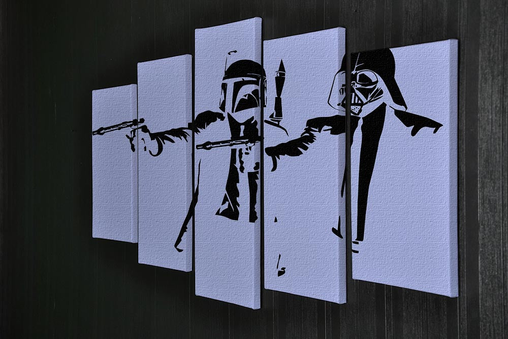 Banksy Pulp Fiction Star Wars Blue 5 Split Panel Canvas - Canvas Art Rocks - 2
