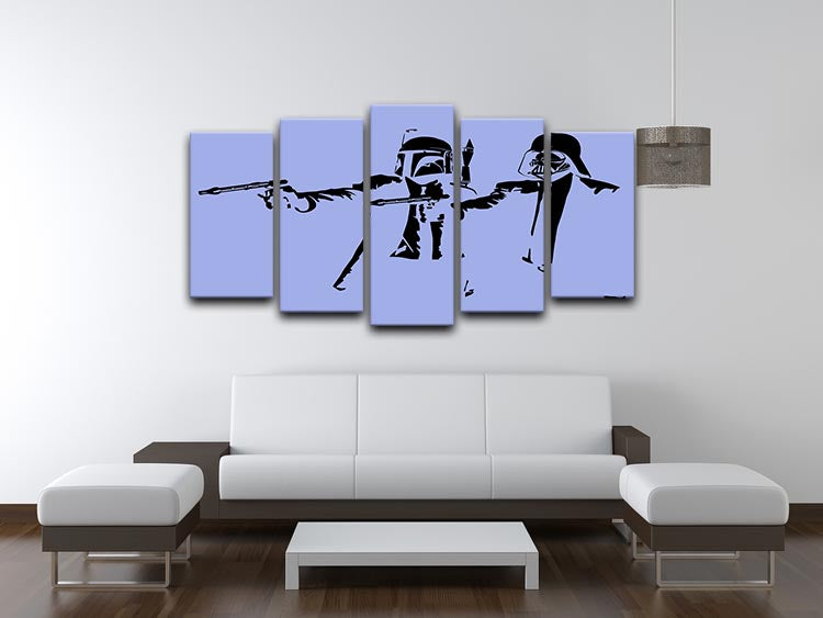 Banksy Pulp Fiction Star Wars Blue 5 Split Panel Canvas - Canvas Art Rocks - 3