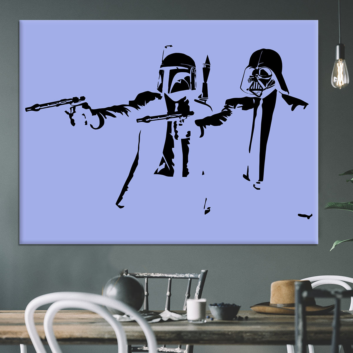 Banksy Pulp Fiction Star Wars Blue Canvas Print or Poster - Canvas Art Rocks - 3