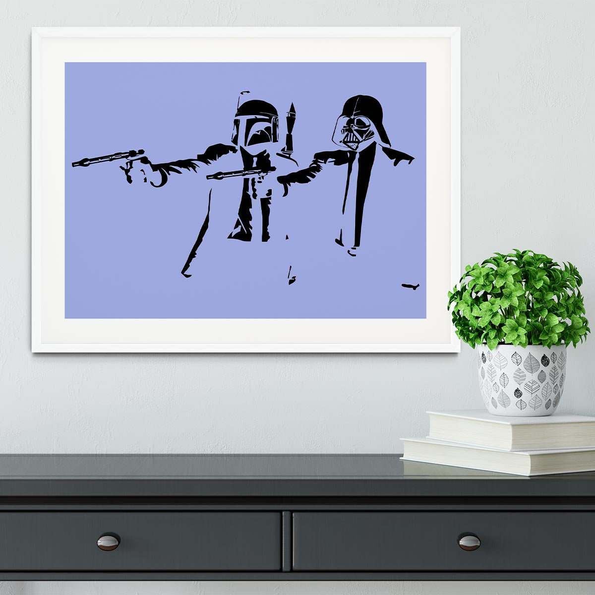 Banksy Pulp Fiction Star Wars Blue Framed Print - Canvas Art Rocks - 5