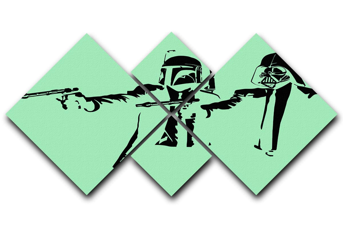 Banksy Pulp Fiction Star Wars Green 4 Square Multi Panel Canvas - Canvas Art Rocks - 1
