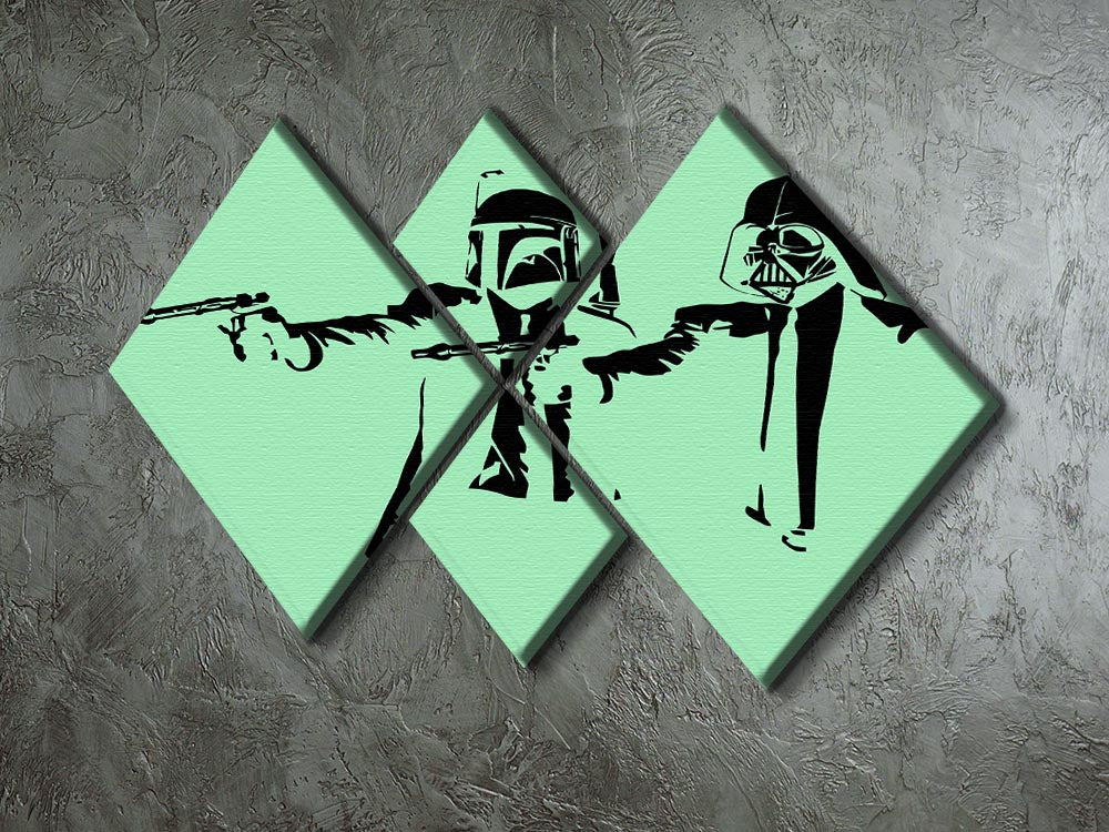 Banksy Pulp Fiction Star Wars Green 4 Square Multi Panel Canvas - Canvas Art Rocks - 2