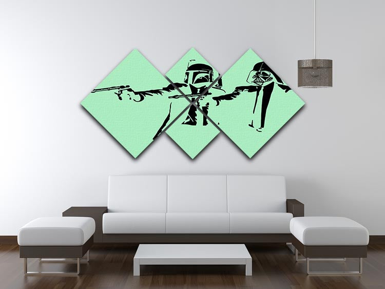 Banksy Pulp Fiction Star Wars Green 4 Square Multi Panel Canvas - Canvas Art Rocks - 3