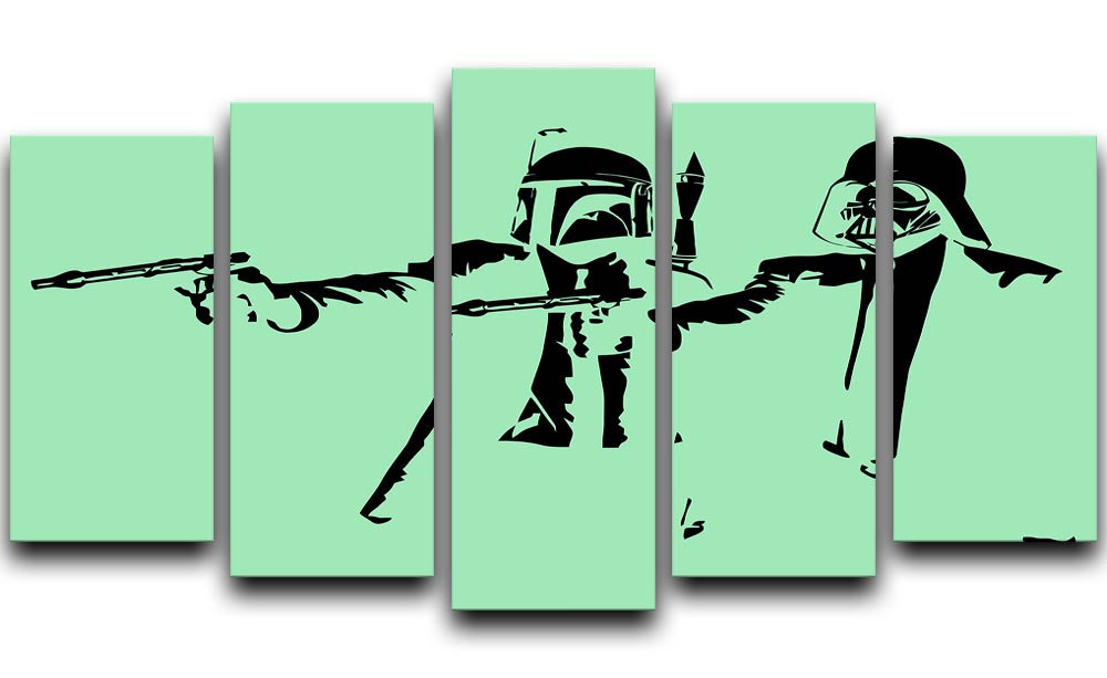 Banksy Pulp Fiction Star Wars Green 5 Split Panel Canvas - Canvas Art Rocks - 1