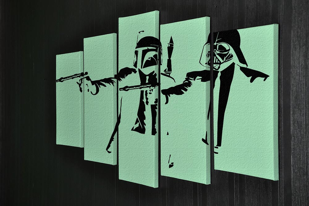 Banksy Pulp Fiction Star Wars Green 5 Split Panel Canvas - Canvas Art Rocks - 2