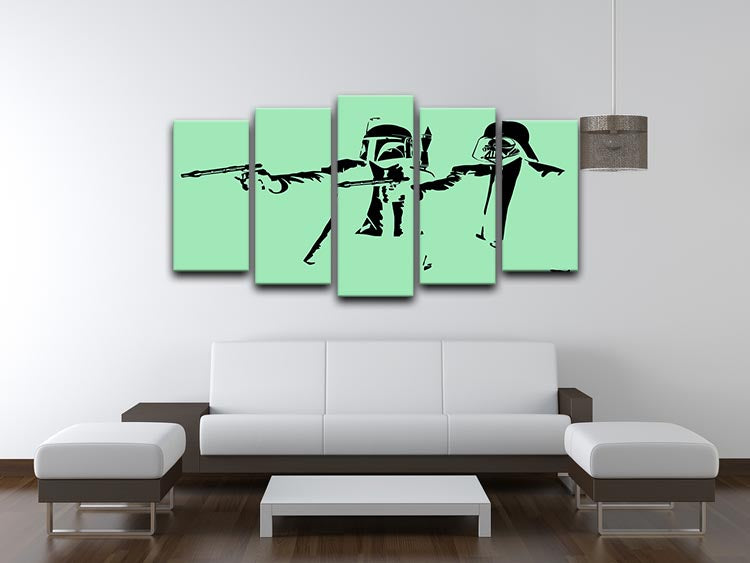 Banksy Pulp Fiction Star Wars Green 5 Split Panel Canvas - Canvas Art Rocks - 3