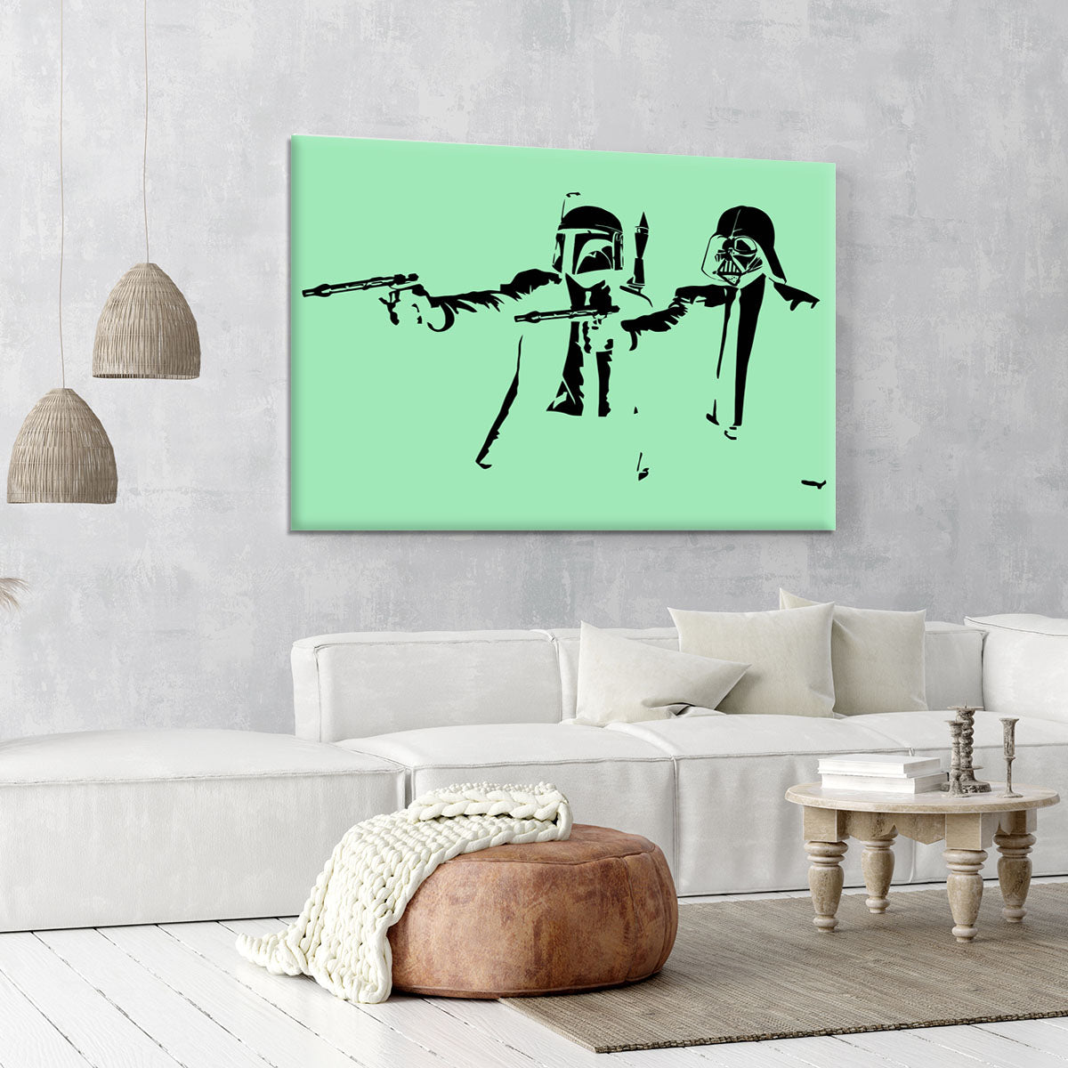 Banksy Pulp Fiction Star Wars Green Canvas Print or Poster - Canvas Art Rocks - 6