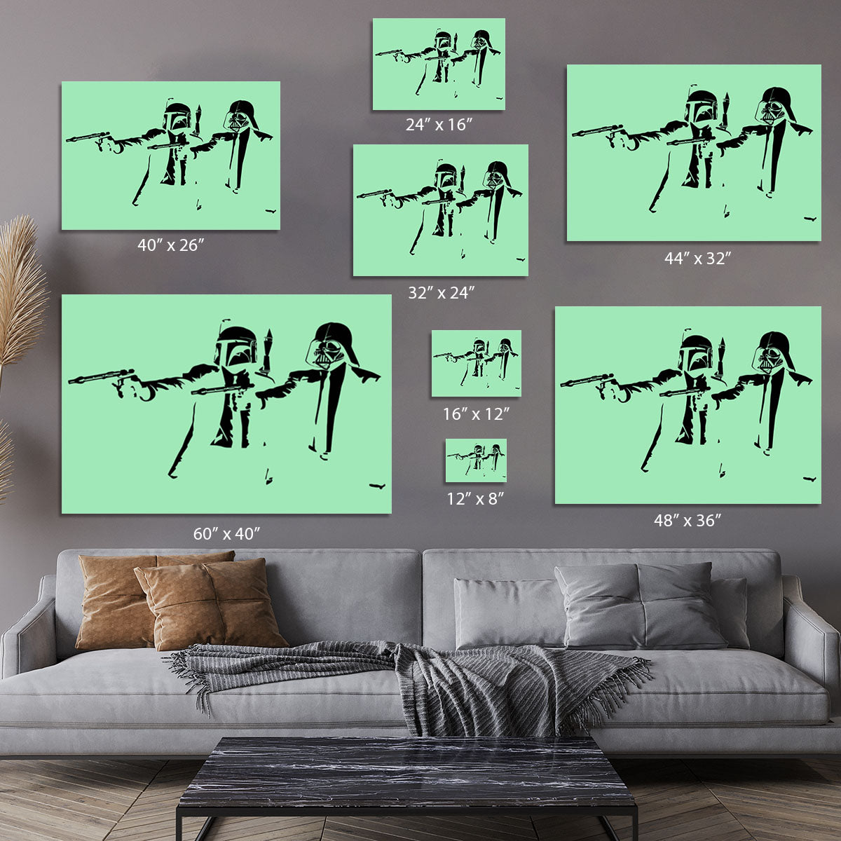 Banksy Pulp Fiction Star Wars Green Canvas Print or Poster - Canvas Art Rocks - 7